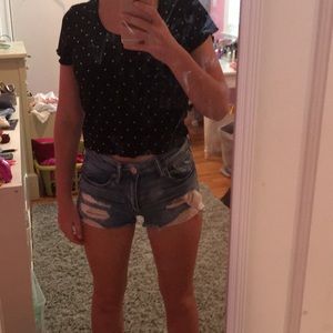 Black and white dotted velvet shirt